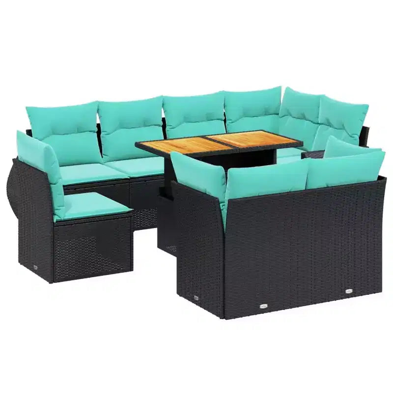 vidaXL Patio Sofa Set with Cushions Poly Rattan
