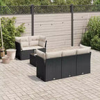 vidaXL Salon de jardin 6 pièces avec coussins en résine tressée Noir et crème