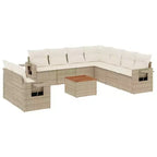 vidaXL 10 Piece Patio Sofa Set with Cushions Beige Poly Rattan