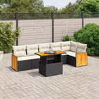 vidaXL 7 Piece Patio Sofa Set with Cushions Beige Poly Rattan