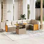 vidaXL 7 Piece Patio Sofa Set with Cushions Beige Poly Rattan