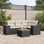 vidaXL Patio Sofa Set with Cushions Outdoor Furniture 5 Piece Poly Rattan