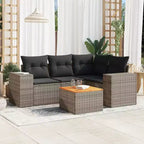 vidaXL Patio Sofa Set with Cushions Outdoor Furniture 5 Piece Poly Rattan