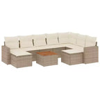 vidaXL Patio Sofa Set with Cushions Outdoor Furniture 10 Piece Poly Rattan - Beige and Cream
