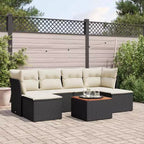 vidaXL 7 Piece Patio Sofa Set with Cushions Black and Cream Poly Rattan
