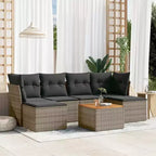 vidaXL 7 Piece Patio Sofa Set with Cushions Black and Cream Poly Rattan