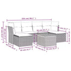 vidaXL 7 Piece Patio Sofa Set with Cushions Black and Cream Poly Rattan