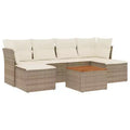 vidaXL 7 Piece Patio Sofa Set with Cushions Black and Cream Poly Rattan