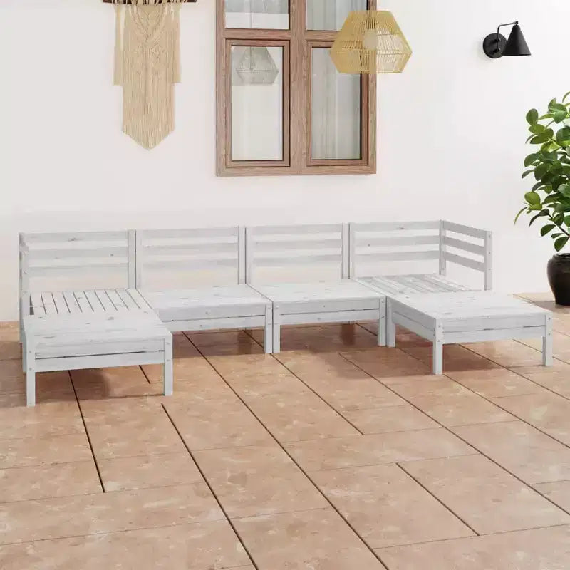 vidaXL Patio Furniture Set 6 Piece Garden Sectional Sofa Set Solid Wood Pine