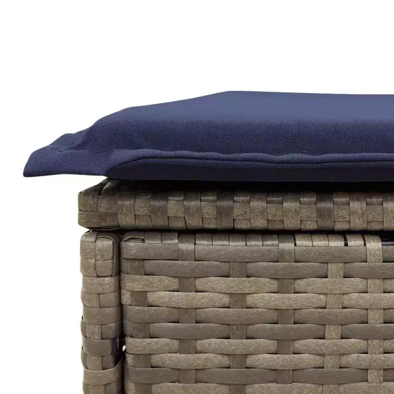 vidaXL 10 Piece Patio Sofa Set with Cushions Black Poly Rattan - Black and Blue Without Table