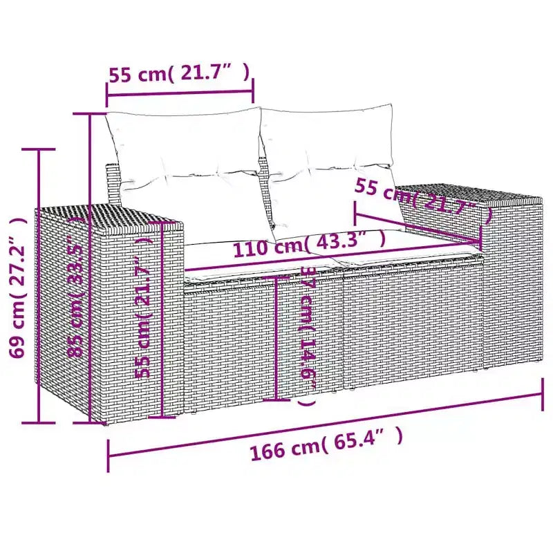 vidaXL Salon de jardin noir et bleu