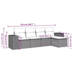 vidaXL 5 Piece Garden Sofa Set with Cushions Grey Poly Rattan - Gray and Blue Without Table
