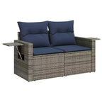 vidaXL Patio Sofa Set Black Sofa, Blue Cushions