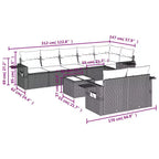 vidaXL Patio Sofa Set Black, Blue PE Rattan, Powder-Coated Steel, Polyester
