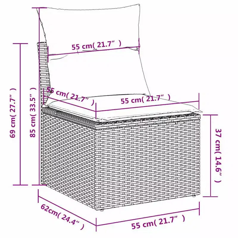 vidaXL Patio Sofa Set Black, Blue PE Rattan, Powder-Coated Steel, Polyester