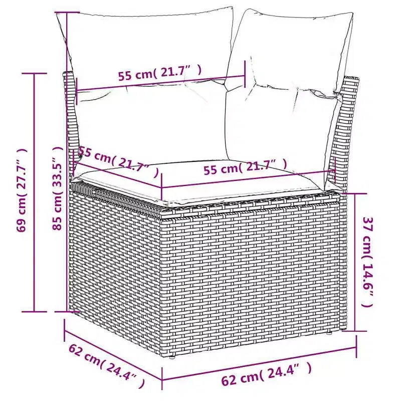 vidaXL Patio Sofa Set Black, Blue PE Rattan, Powder-Coated Steel, Polyester