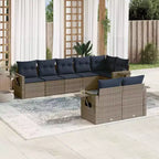 vidaXL Patio Sofa Set Black, Blue PE Rattan, Powder-Coated Steel, Polyester