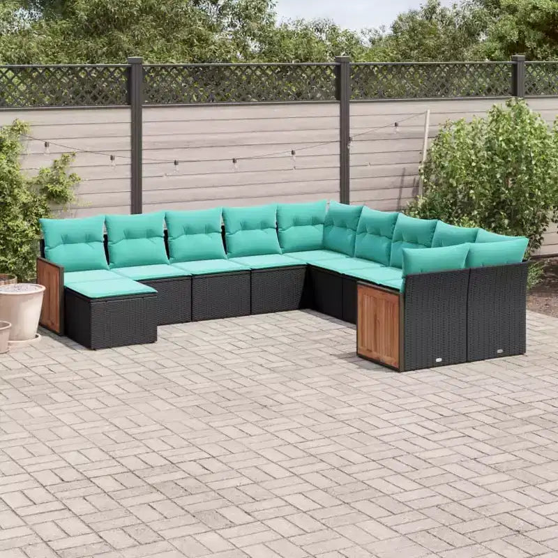 vidaXL Patio Sofa Set Black PE Rattan Large Modular Garden Sofa Set