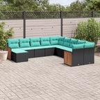 vidaXL Patio Sofa Set Black PE Rattan Large Modular Garden Sofa Set