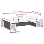 vidaXL Patio Sofa Set Black and Blue PE Rattan, Powder-Coated Steel Large
