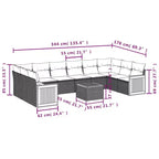 vidaXL Patio Sofa Set Black and Blue PE Rattan, Powder-Coated Steel Large