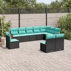 vidaXL Patio Sofa Set Black PE Rattan 10 Piece Adjustable Feet