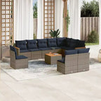 vidaXL Patio Sofa Set Black PE Rattan 10 Piece Adjustable Feet