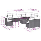 vidaXL Patio Sofa Set Black PE Rattan 10 Piece Adjustable Feet