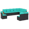 vidaXL Patio Sofa Set Black PE Rattan 10 Piece Adjustable Feet