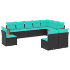 vidaXL Patio Sofa Set Black PE Rattan 10 Piece Adjustable Feet
