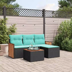 vidaXL Salon de jardin noir en rotin synthétique avec pieds réglables