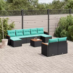 vidaXL Salon de jardin modulaire noir en rotin PE, acier enduit de poudre, grand modèle