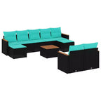vidaXL Salon de jardin modulaire noir en rotin PE, acier enduit de poudre, grand modèle