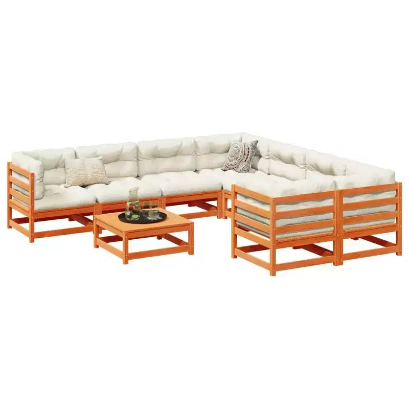 vidaXL 9 Piece Patio Sofa Set Solid Wood Pine