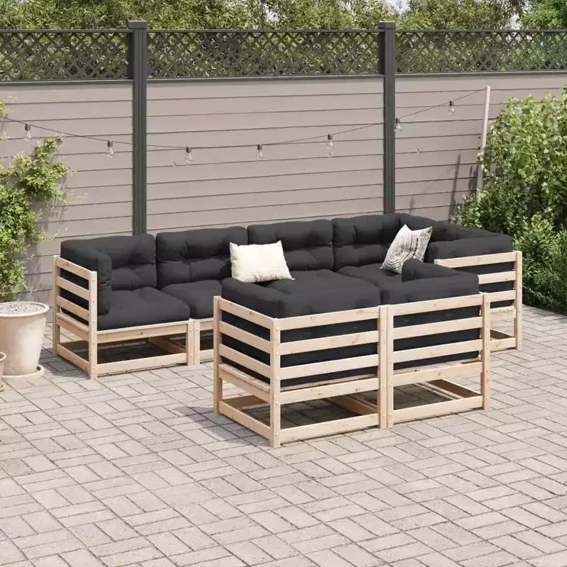 vidaXL Garden Sofa Set Natural Pine Solid Pine Wood Large