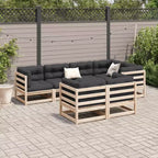 vidaXL Garden Sofa Set Natural Pine Solid Pine Wood Large
