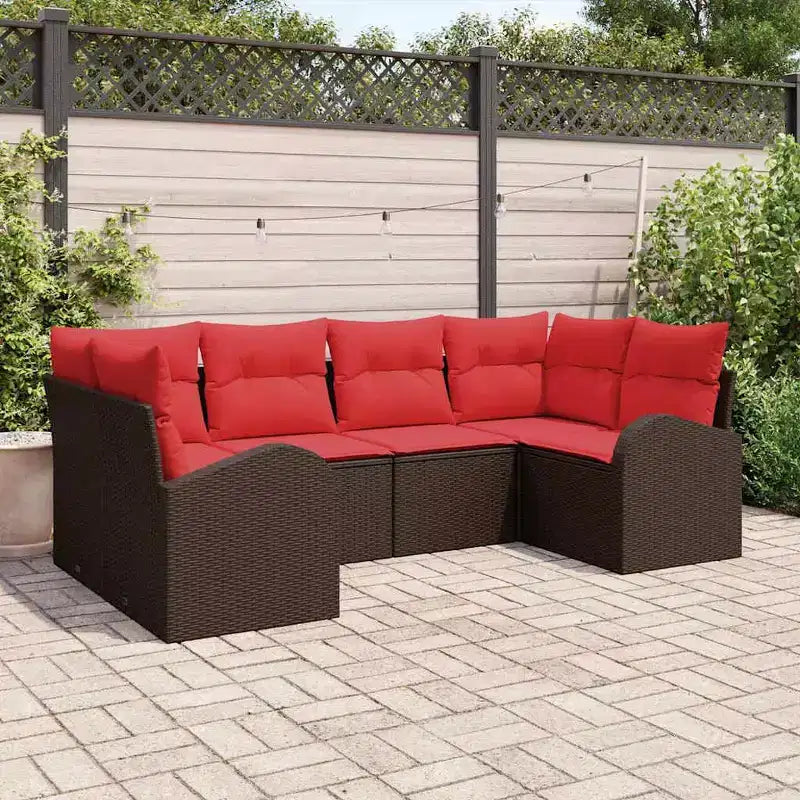 vidaXL Garden Sofa Set 6 pcs Brown Poly rattan