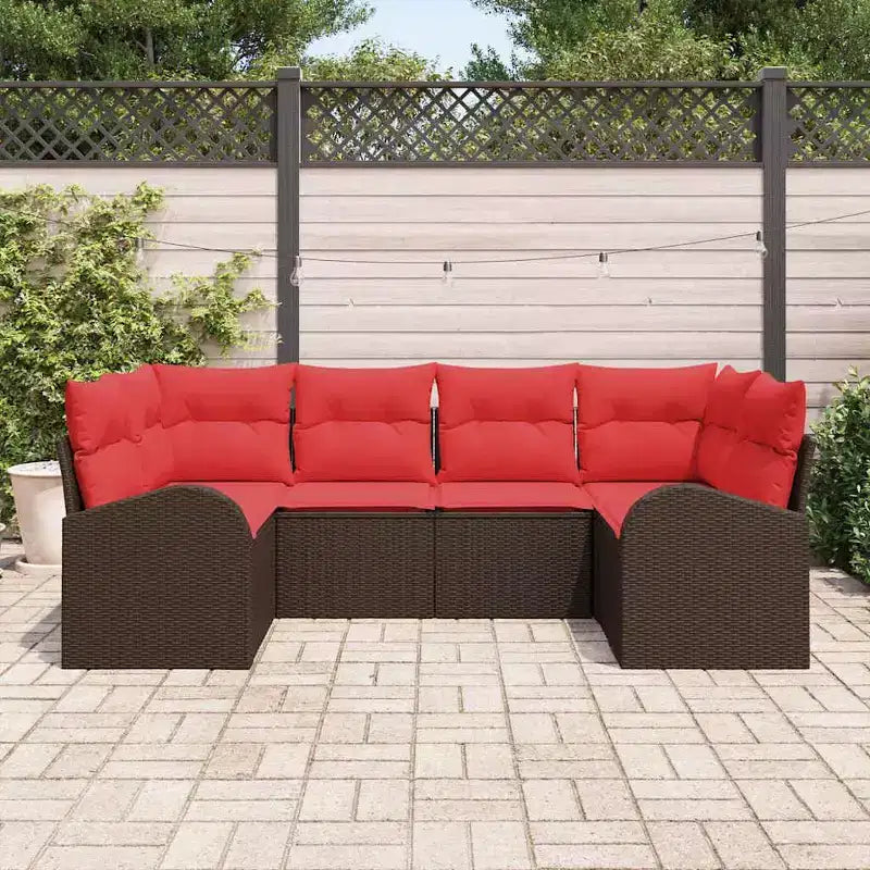 vidaXL Garden Sofa Set 6 pcs Brown Poly rattan