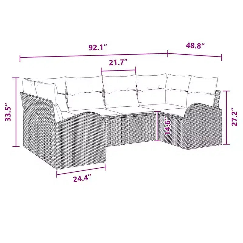 vidaXL Garden Sofa Set 6 pcs Brown Poly rattan