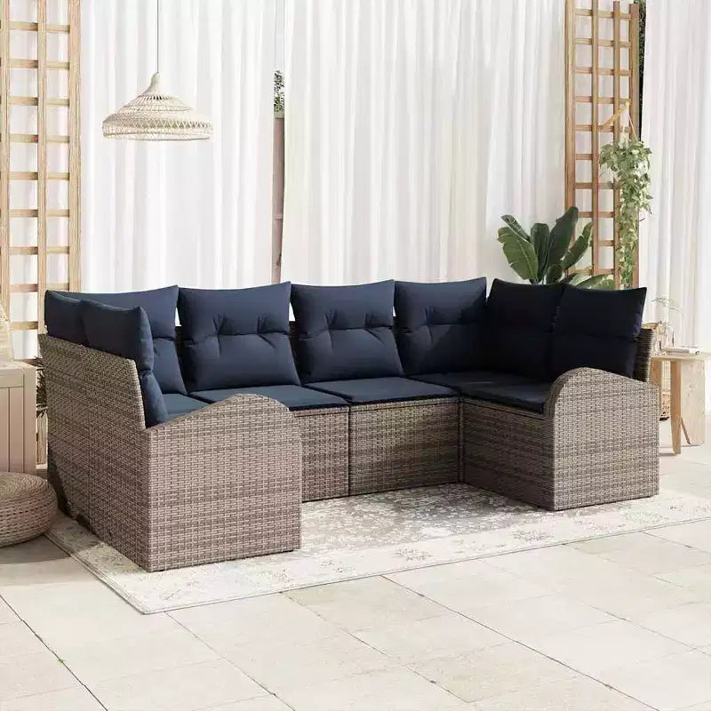 vidaXL Garden Sofa Set 6 pcs Brown Poly rattan