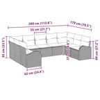 vidaXL Garden Sofa Set 9 pcs Brown Poly rattan - Brown Without Table