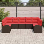 vidaXL Garden Sofa Set 9 pcs Brown Poly rattan - Brown Without Table