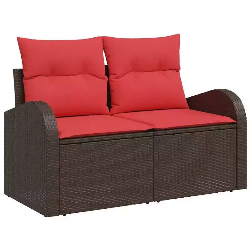 vidaXL Garden Sofa Set 9 pcs Brown Poly rattan - Brown Without Table
