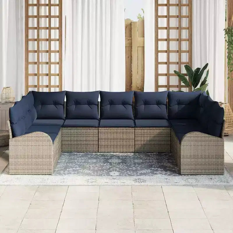 vidaXL Garden Sofa Set 9 pcs Brown Poly rattan - Brown Without Table