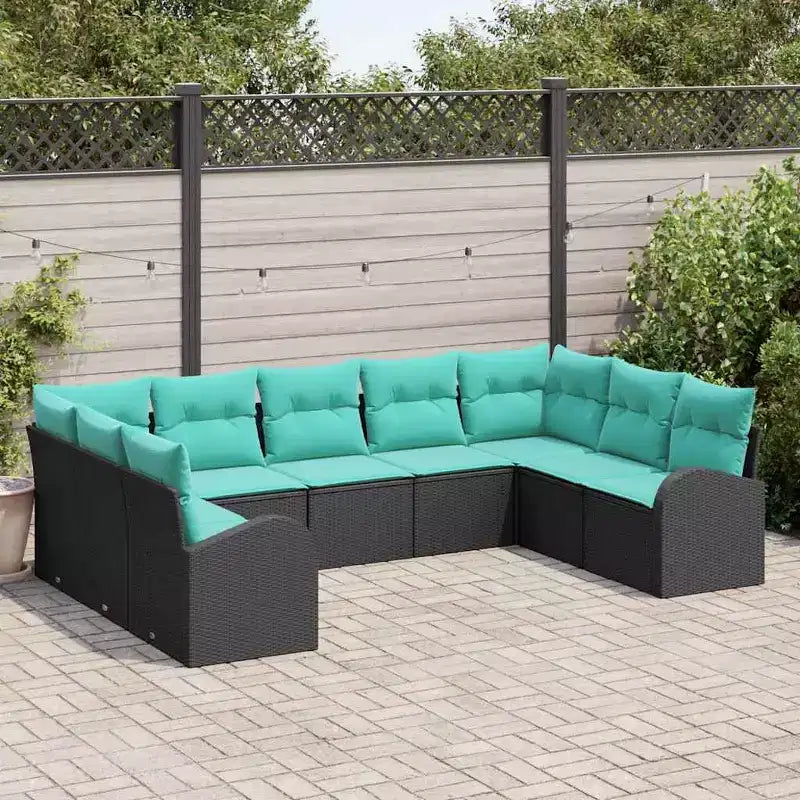 vidaXL Garden Sofa Set 9 pcs Brown Poly rattan - Brown Without Table