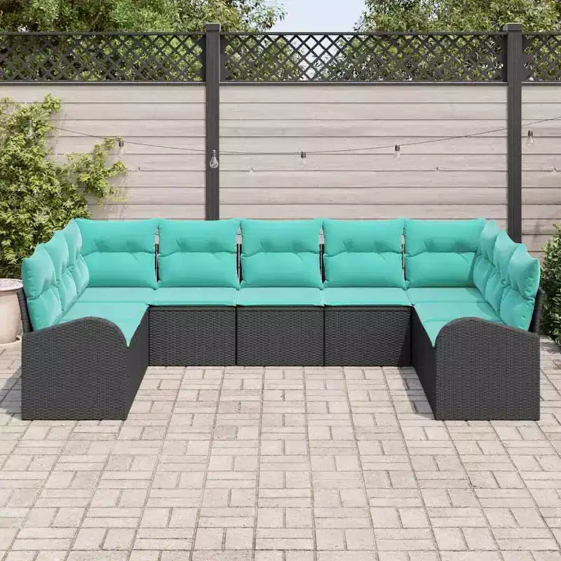 vidaXL Garden Sofa Set 9 pcs Brown Poly rattan - Brown Without Table