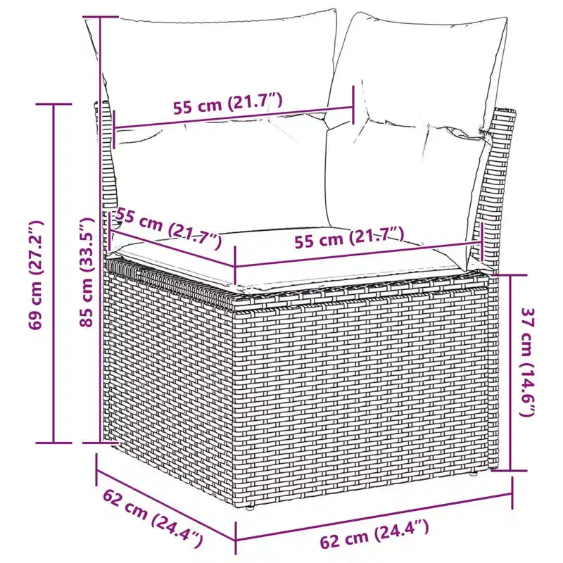 vidaXL Garden Sofa Set with Cushion 4 pcs Brown Poly rattan