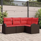vidaXL Garden Sofa Set with Cushion 4 pcs Brown Poly rattan