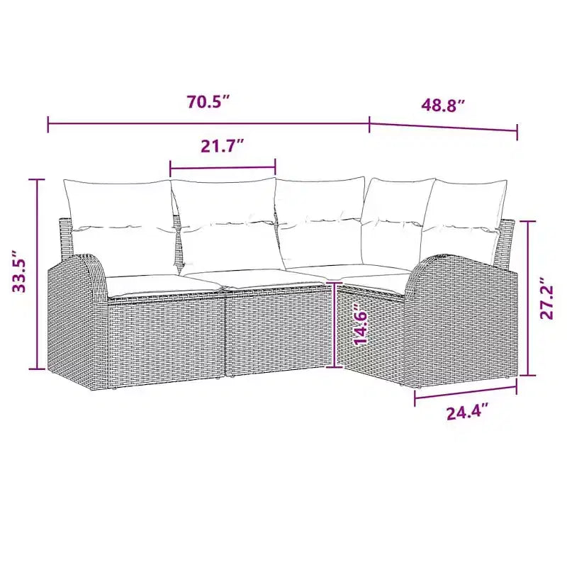 vidaXL Garden Sofa Set with Cushion 4 pcs Brown Poly rattan