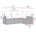 vidaXL Garden Sofa Set with Cushion 4 pcs Brown Poly rattan